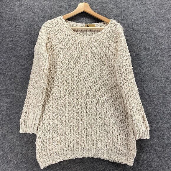 Katsumi Sweater Pullover Women S Small Beige Knit Long Sleeve Round Neck Casual - Picture 3 of 9